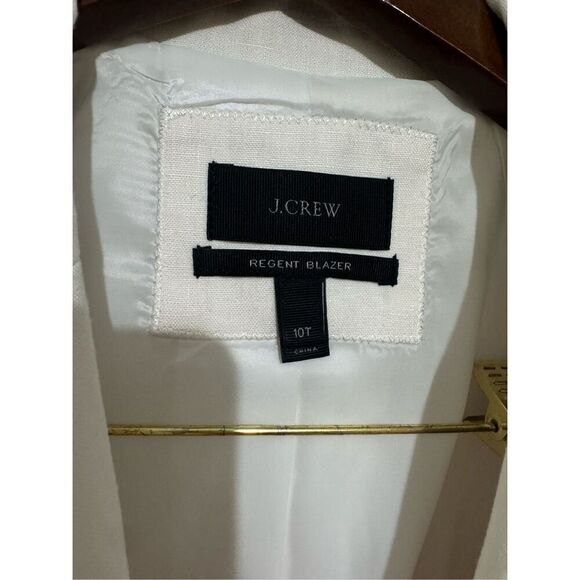J. Crew Regent One Button Women's Blazer 100% Linen White/Off White  Size 10T - Picture 4 of 11